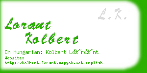 lorant kolbert business card